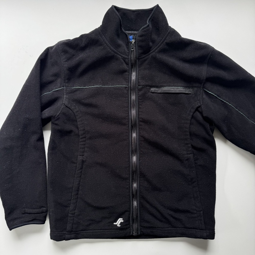 SANTA CRUZ Vintage Fleece Zip Up Jacket Mens Small Black Made Korea Snowboard